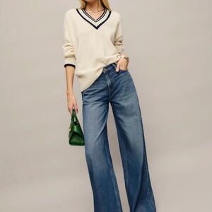 Reformation Blue Wide-Leg Pants